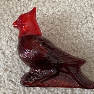 Red Glass Cardinal Decanter with Avon Bird of Paradise Cologne- brand new